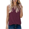 thumbnail image 2 of QUINDOS Womens Tank Tops Workout Summer Wine Fashion Solid V-Neck Sling Tank Tops Casual Sleeveless Blouse T-Shirts Womens Camisoles, 2 of 5