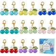 thumbnail image 2 of 1 Box 32pcs Cute Charm Stitch Markers Crochet Marker Charms Glass Weaving Cherry Fruits Food Knitting Zipper Sewing Locking with Gold Lobster Clasp for Knit Weaving Women Adults Needle Works, 2 of 5