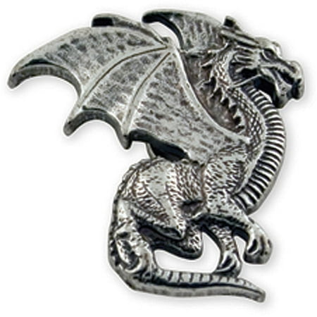Leather Factory Winged Left-Facing Dragon Concho, Antique Silver, 1