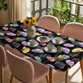 thumbnail image 3 of Spring Flowers Table Cloths for 6 Foot Rectangle Tables, Watercolor Floral Vintage Black Patio Waterproof Elastic Fitted Tablecloths, Washable Rectangular Table Cover for Camping, 3 of 8