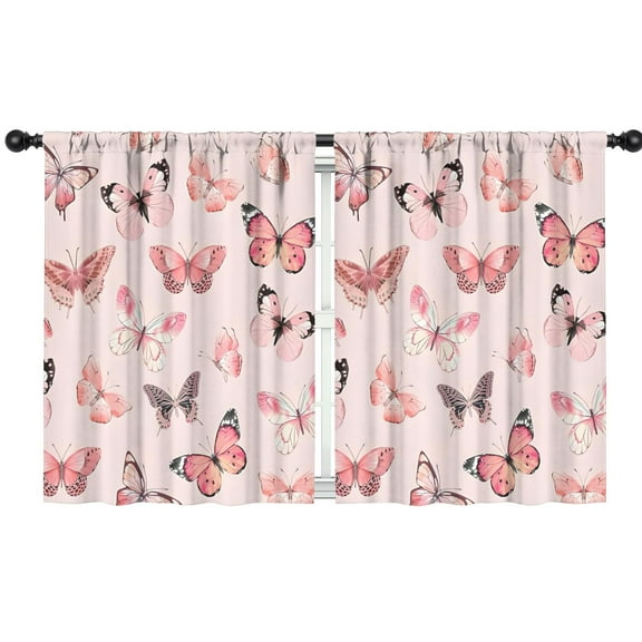 Blackout Kids Curtains,Pink Butterfly Pattern Childrens Insulated Curtains Set Of 2,Bedroom Essentials,Toddler Room Decor 42"x54"