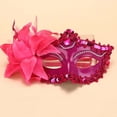 thumbnail image 2 of Glitter Carnival Dance Hanging Decoration Mardi Gras Supply with Sequins Rhinestones Decorative Steel Ball Lace and Poinsettia Flowers Venetian Carnival Accessory Party Ornament Supply(Hot Pink), 2 of 3