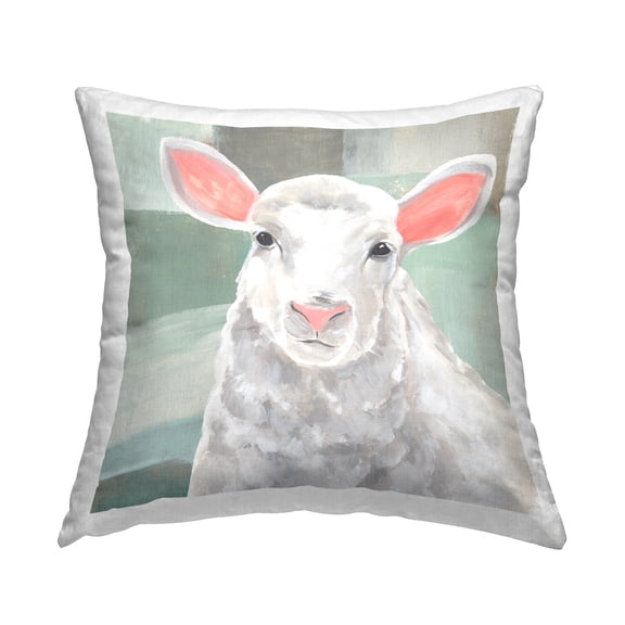 Stupell Industries White Sheep Portrait Decorative Printed Throw Pillow, 18 x 18