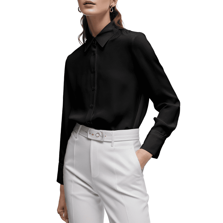 Wataxii Black Blouses for Women Dressy Casual Long Sleeve Wataxii Black Blouses for Women Dressy Casual Long Sleeve