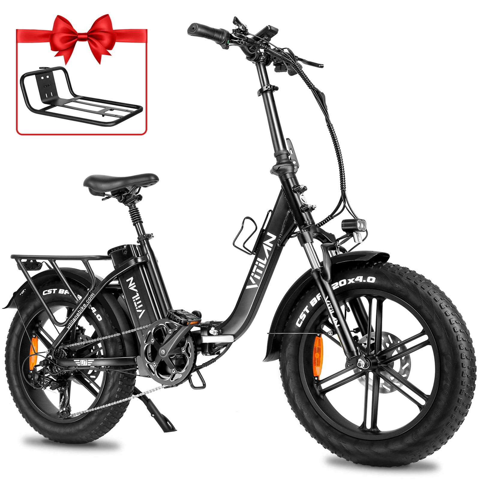 VITILAN U7 Electric Bike for Adults 750W Motor 20" x 4.0" Fat Tire