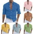 thumbnail image 6 of Chiccall Men's Linen Shirts Slim Fit Long Sleeve Collared Dress Shirts Casual Lightweight Blouse Tops, 6 of 6