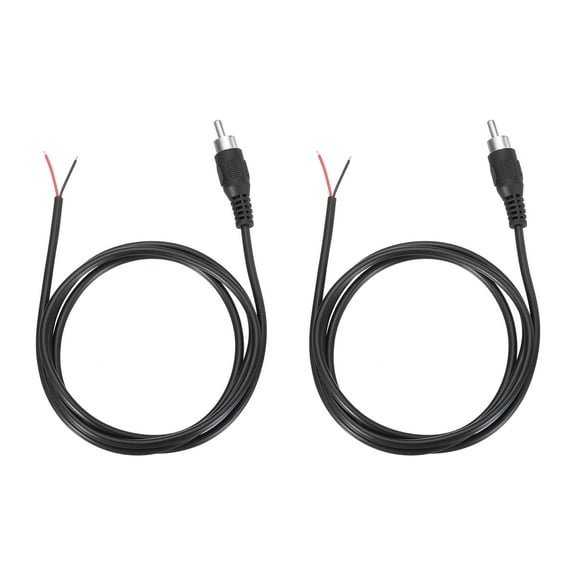 3.3FT RCA to Bare Wire Speaker Cable, 22AWG Replacement Black RCA Male Plug to Open End Pigtail Audio Cable Connector Adapter for Amplifier, Home Audio Speakers, Pack of 2