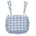 thumbnail image 5 of VHC Brands Farmhouse Country Annie Buffalo Check Blue Ruffled Chair Pad with Fabric Ties 16.5x18, 5 of 5