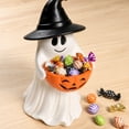 thumbnail image 4 of Outdoor Ghost Figurine with Pumpkin Candy Bowl, Halloween Decorations with a Witch Hat & Pumpkin Candy Bowl, 9.8in Pumpkin Treat Holder for Candy Cookies Snacks Trick or Treat Table Decor, F, 4 of 7