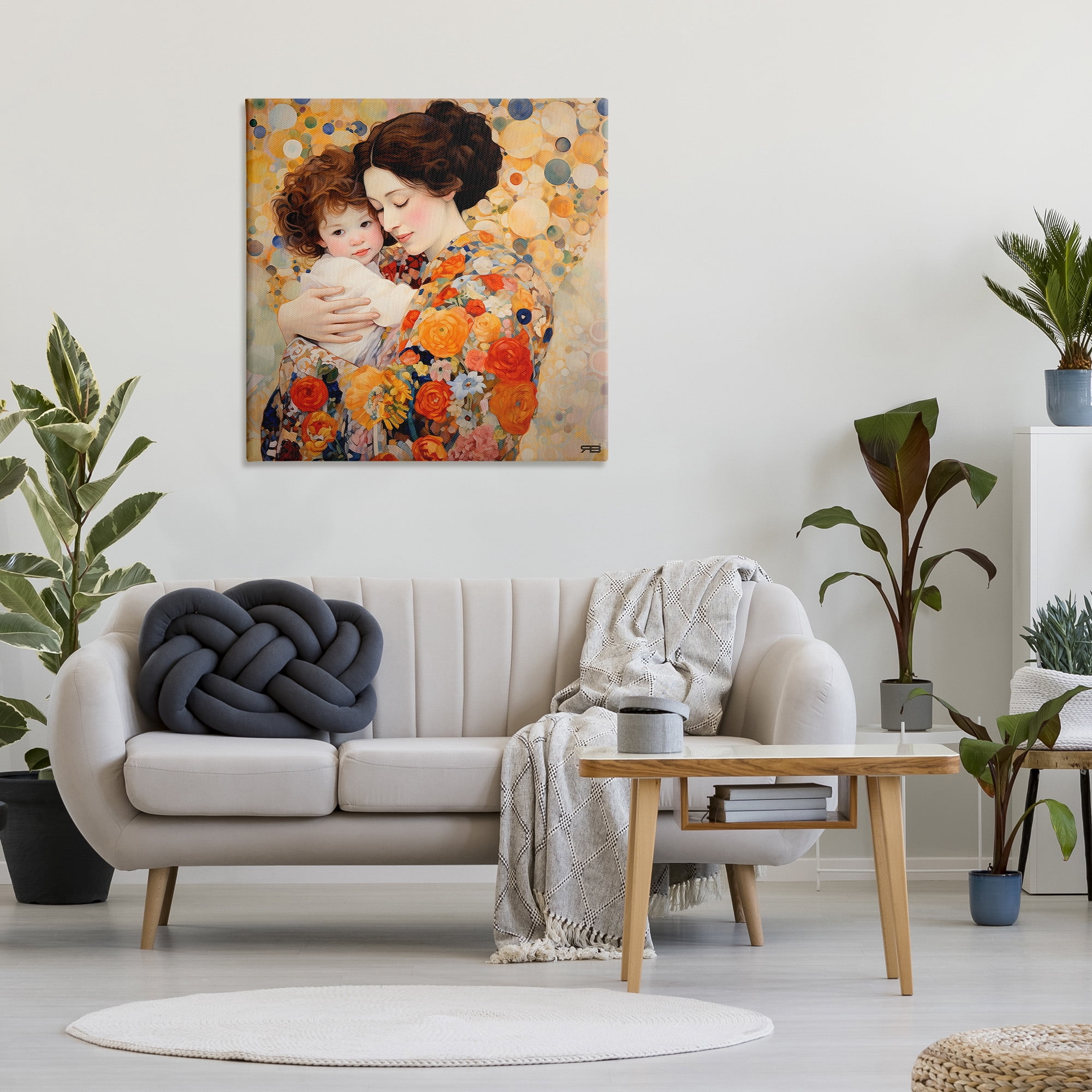 Stupell Industries Floral Mother & Baby Abstract Painting Gallery Wrapped Canvas Art Print Wall Art, 36 x 36