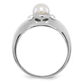 thumbnail image 2 of 925 Sterling Silver Polished Diamond and Freshwater Cultured Pearl Ring Size 5 Measures 2mm Wide - Ring for Women, 2 of 5