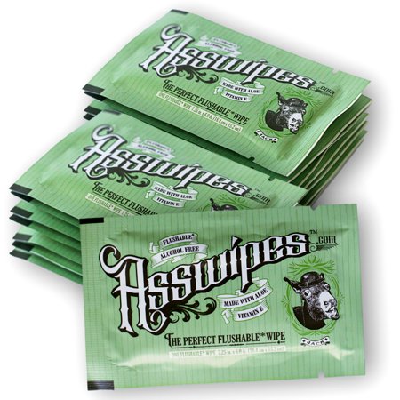 Fresh Body FB Asswipes On-The-Go Single Packets (15 count) - Everyday Flushable Wipes for Adults, Individually Wrapped Personal Cleansing Wipes - Alcohol-Free with Aloe and Vitamin A