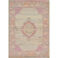thumbnail image 1 of Unique Loom Medici Tapis Médaillon en Détresse 7' x 10' Rectangle Beige/rose, 1 of 1