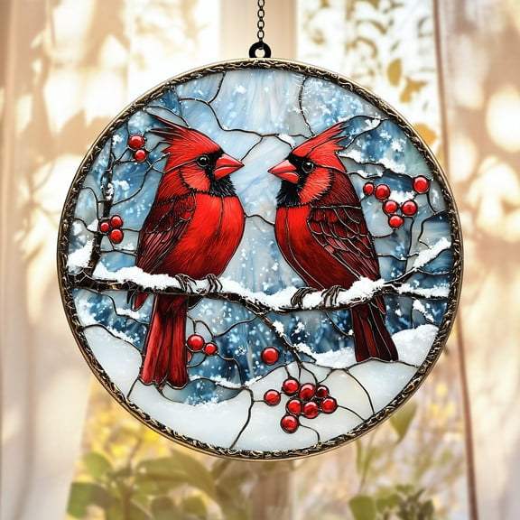 SALE 50 Memorial Cardinal ACRYLIC SUNCATCHER Couple Cardinal Window Hanging Sympathy Gift Memorial Gift For Bird Lover Christmas Wall Art 1796521288 6064