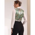 thumbnail image 4 of Traje De Navidad Para Mujer Chaleco De Satén Con Cierre De Botón Y Estampado Floral Verde L, 4 of 5