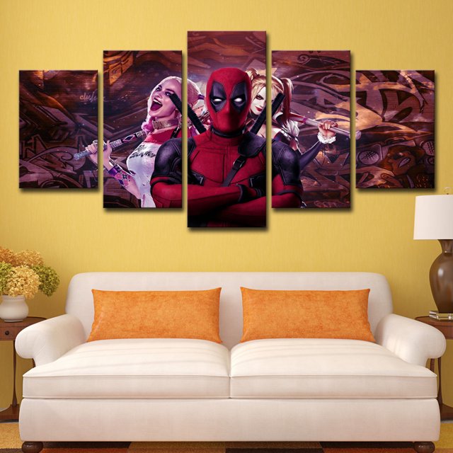 Póster decorativo de pared, 5 paneles, lienzo de Deadpool, 25 x 38 cm