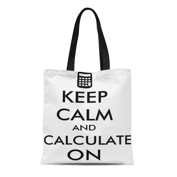 KDAGR Canvas Tote Bag Math Keep Calm and Calculate on Calculator Accounting Accountant Reusable Handbag Shoulder Grocery Shopping Bags