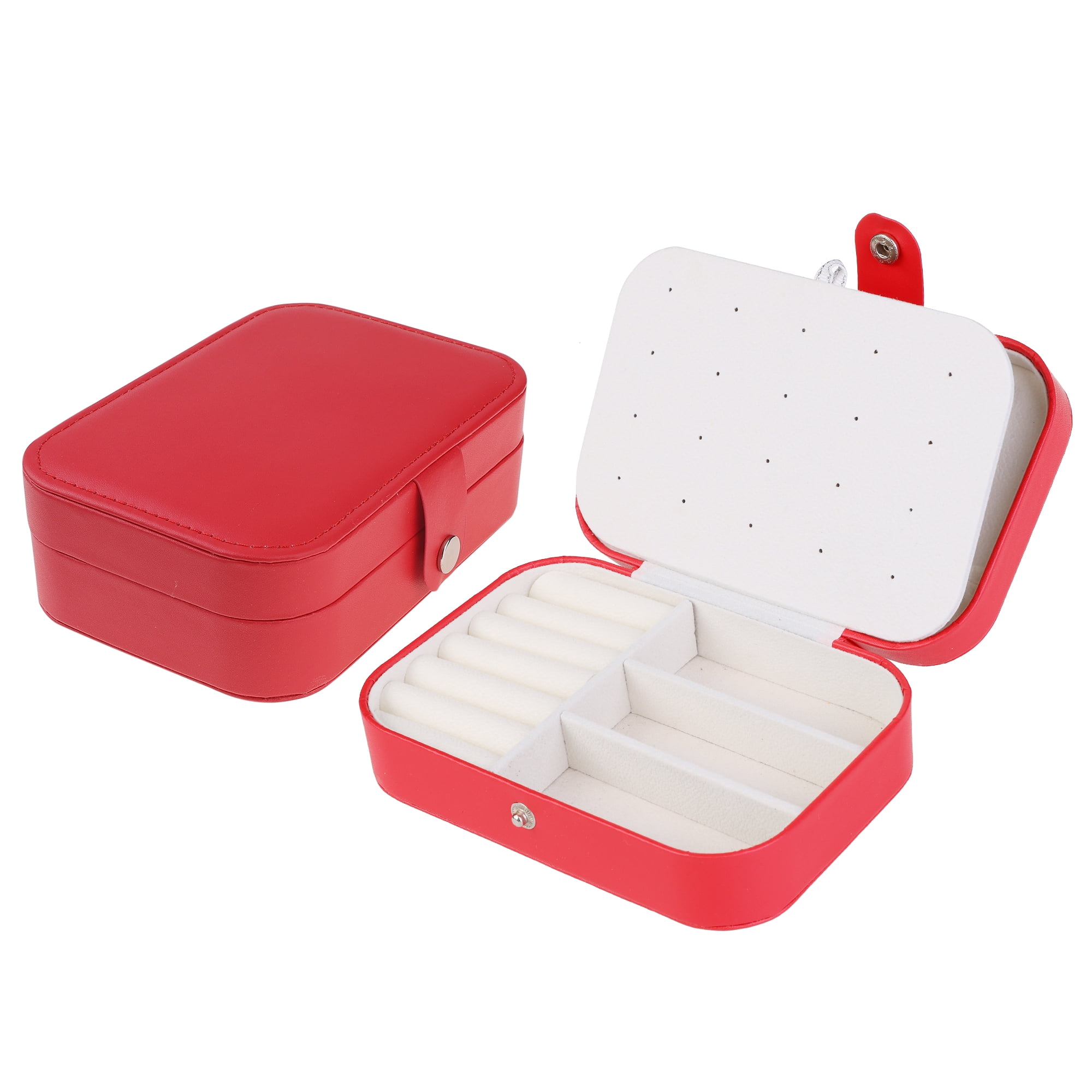 Unique Bargains Jewelry Box Small PU Leather Jewelry Organizer Case Storage Display Holder Red