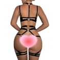 thumbnail image 3 of Sexy Pu Leather Strappy Underwire Garter Belt Lingerie Set, 3 of 6