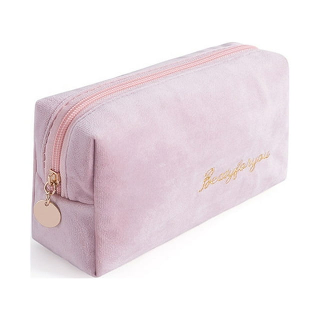 Bolsa de Maquillaje de Franela | Organizador de Cosméticos Portátil de Gran Capacidad | Cierre de Cremallera Suave | Neceser de Maquillaje de Viaje para Mujer | Estuche Compacto para Brochas, Lápiz L
