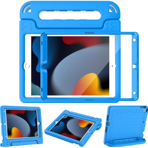 BMOUO Kids Case for iPad 9th/ 8th/ 7th Generation (2021/2020/ 2019), iPad 10.2 Case for Kids, Shockproof Handle Stand Case for iPad 9/8/ 7 Generation 10.2 Inch - Blue