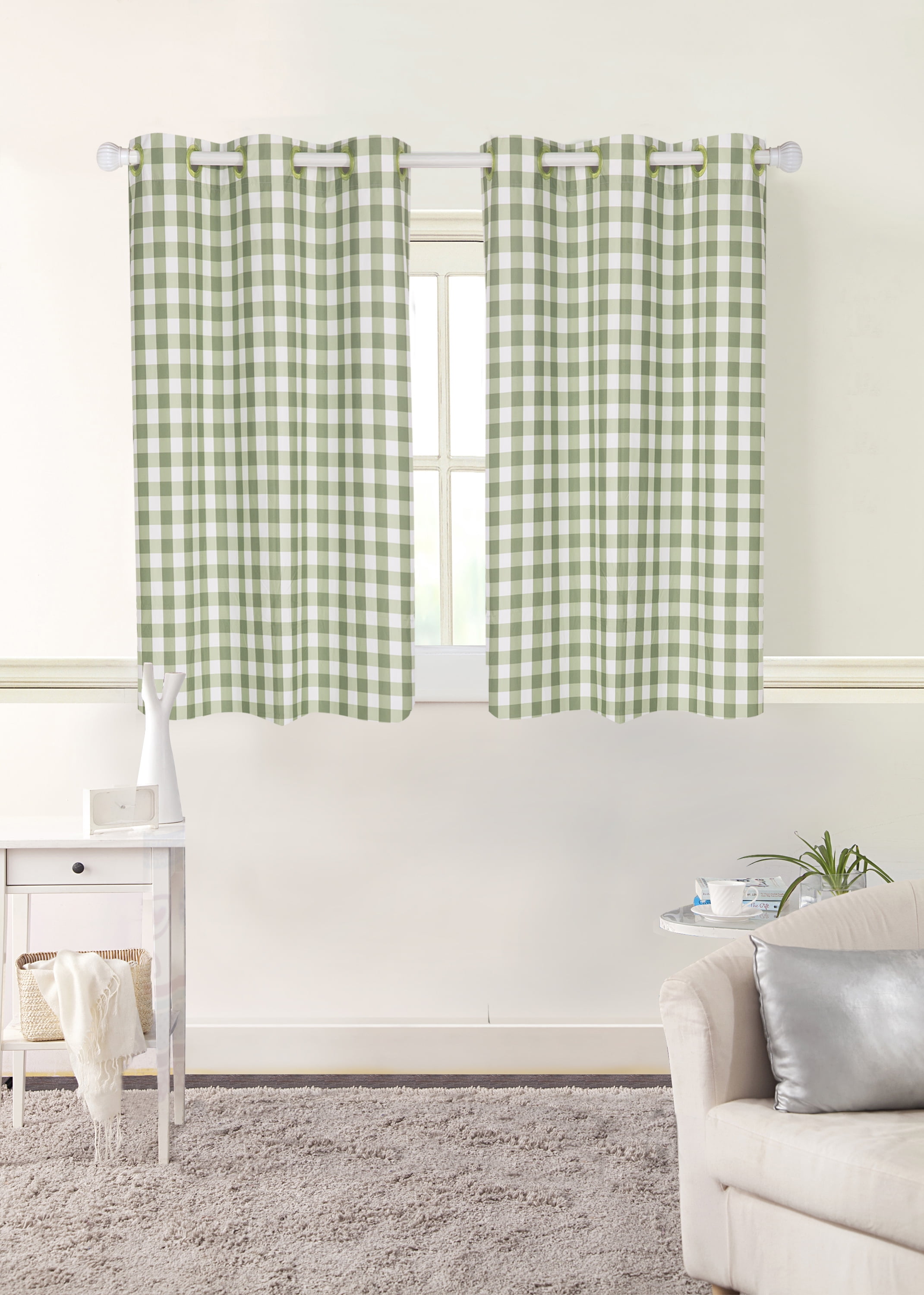Mainstays Gingham Check Room Darkening Grommet Single Curtain Panel
