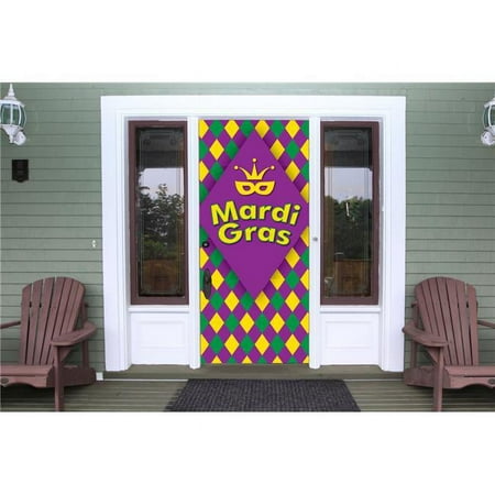 My Door Decor 285906MRDG-004 36 x 80 in. Diamonds Mardi Gras Front Door Mural Sign Banner Decor, Multi Color