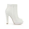 thumbnail image 3 of BLISSFUL STEP Women's Glitter Peep Toe Platform Block High Heel Boots White 10, 3 of 7