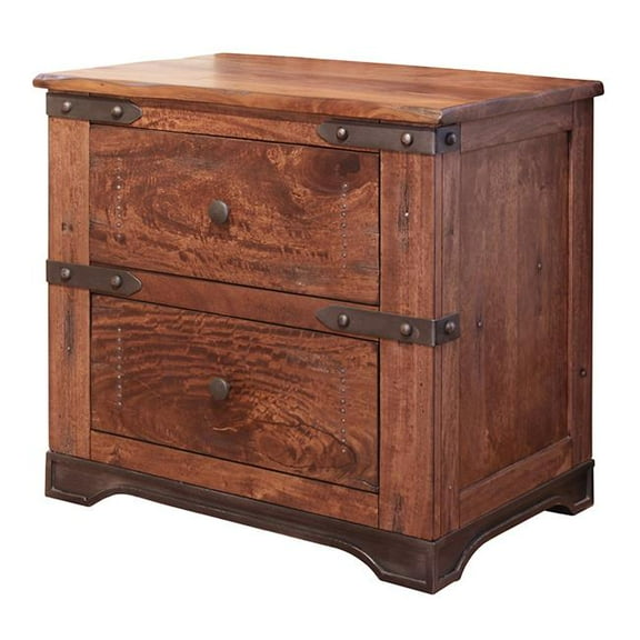 29 in. Wood Brown Two Drawer Nightstand