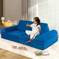 thumbnail image 3 of Costway 8 PCS Kids Play Sofa Set Modular Convertible Foam Folding Couch Toddler Playset Blue, 3 of 10