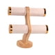 thumbnail image 4 of Organizador de joyas con base de madera y soporte para pulseras y relojes de 2 niveles Beige, 4 of 9