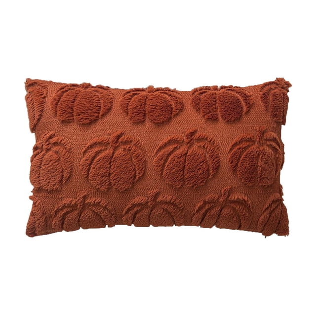 Pumpkin Fall Decorative Throw Pillow Covers 18x18 PV Velvet Red Square for Thanksgiving Home Living Room