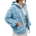 thumbnail image 4 of RQYYD Quilted Jackets for Women Women's Causal Lightweight Hoodies Long Sleeve Oversized Zip Up Winter Coats, 4 of 7