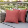 thumbnail image 4 of Coral Red Linen Pillow Covers 2 Pack Farmhouse Pure Color Country Vintage Pillowcase Waterproof Outdoor Throw Pillow Cover for Patio Garden Square Cushion 26”x26”, 4 of 9