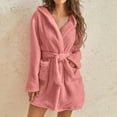 thumbnail image 2 of ZRBYWB Fashion Women Pajamas Women Hooded Bathrobe Lightweight Soft Plush Long Flannel Sleepwear Hooded Bathrobe Plush Short Robe, 2 of 8