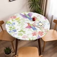 thumbnail image 5 of Flower Bird Elastic Fitted Round Table Cover Spring Scenery Waterproof Outdoor Tablecloth for Holiday Party, Picnic, Patio & Dining Fits Tables Up to 36"-44", 5 of 8