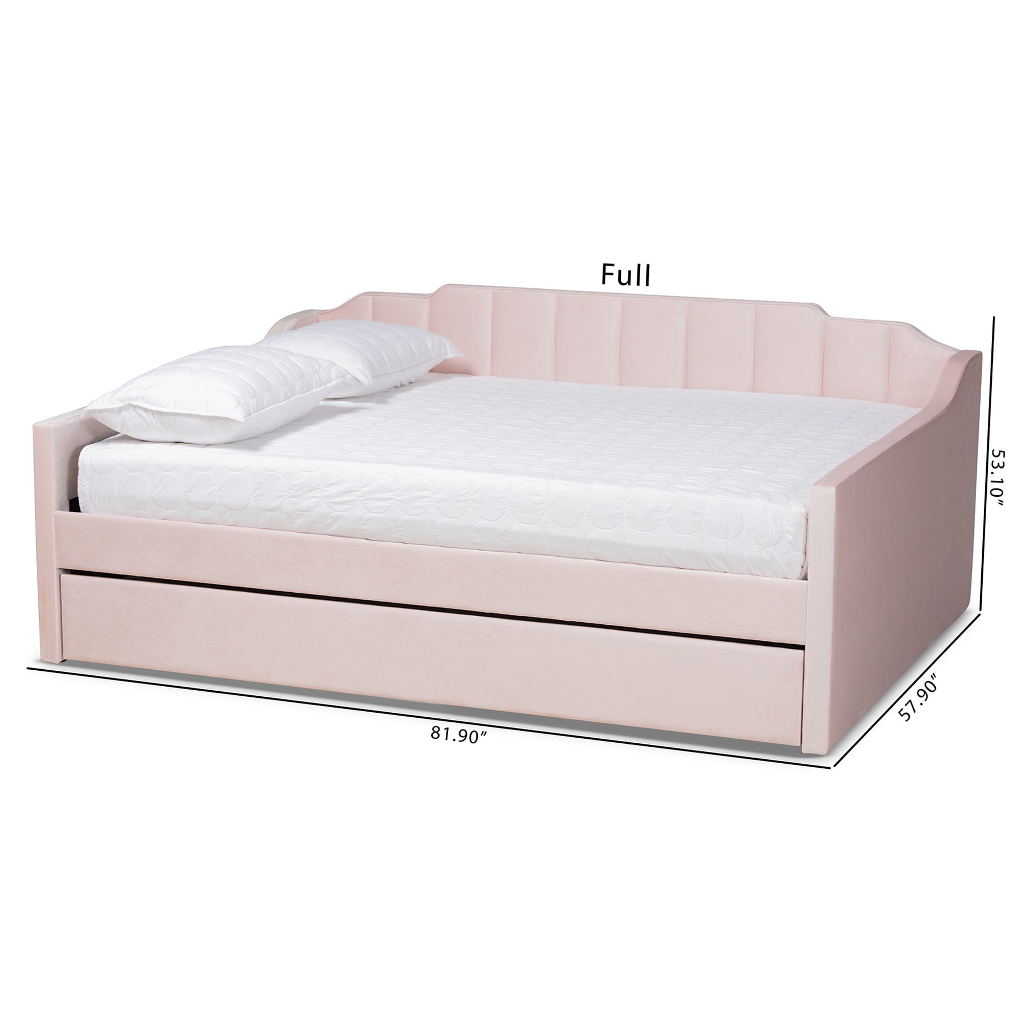 Baxton Studio Lennon Modern Engineered Wood with Trundle Daybed, Queen, Pink