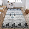 thumbnail image 1 of Modern Blue Gray Geometric Cube Area Rug for Living Room, Luxury Fade Resistant Floor Decoration Carpet, Durable Easy Clean Anti-Slip Rug for Nursery Bath Room Kitchen Office, 4x5ft, 1 of 7