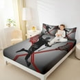 thumbnail image 4 of Homewish Kids Sport Game Full Size Sheets,Lacrosse Lover Bed Sheets,Gray Black Red Sheet Sets For Boys Teens,Microfiber Bedroom Decor,4-Piece, 4 of 7