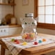 thumbnail image 1 of Botella de vidrio con forma de gato y tapa metálica | Tarro de vidrio transparente para almacenar bebidas y decorar | Recipiente apto para alimentos para leche, agua o aperitivos, 1 of 5