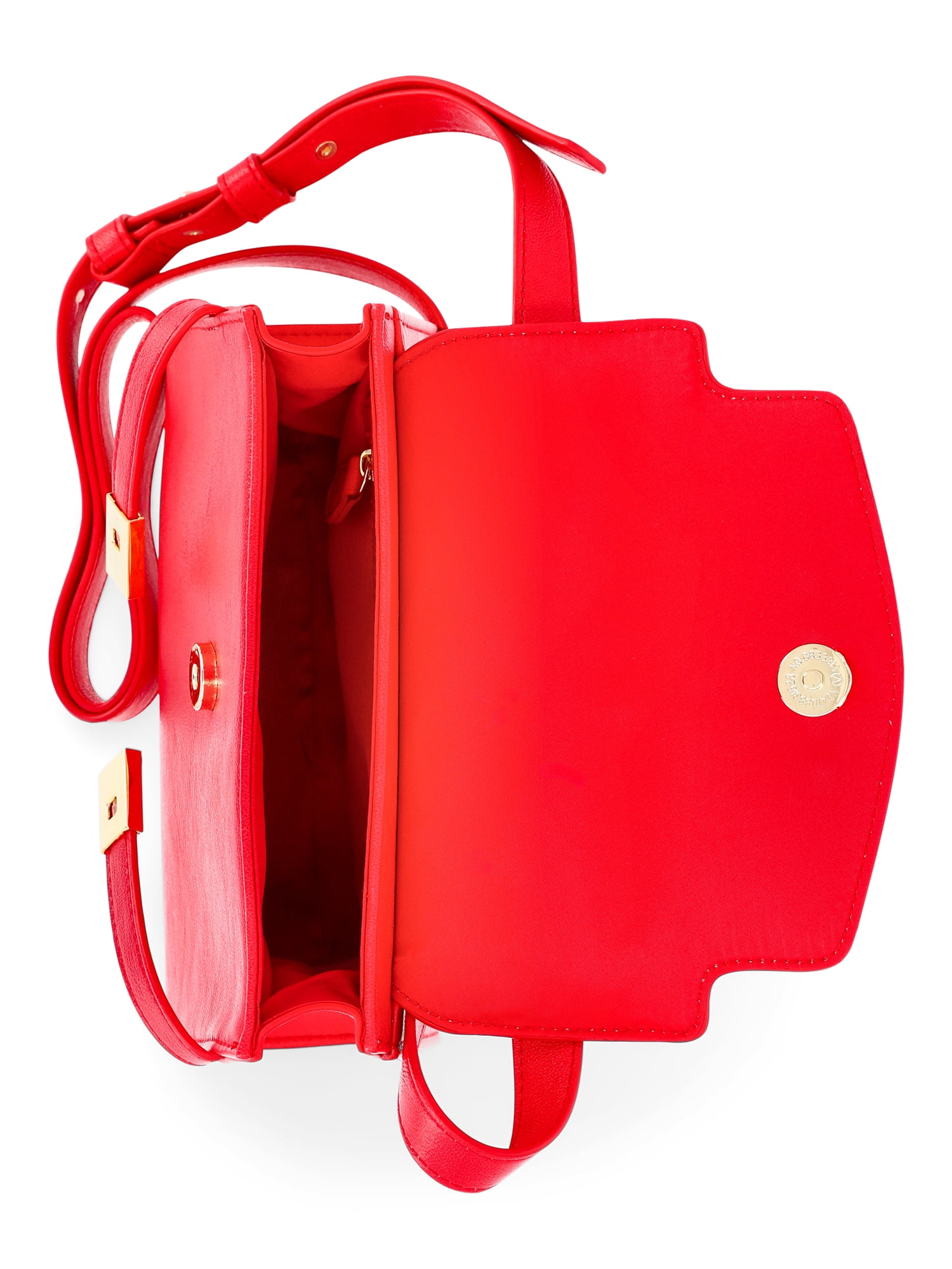 Time and Tru Women's Rosa Belted Crossbody Handbag, Red