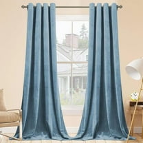 SMILETIME Sky Blue 52 x 84in Long Velvet Curtains with Grommet, Thermal Insulated Super Soft Privacy Noise Reducing Light-Filtering Velvet Curtains for Living Room, 2 Panels
