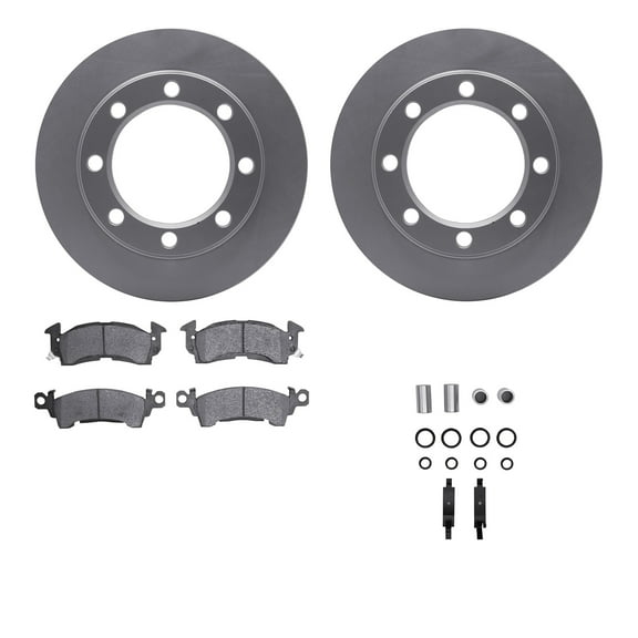 Dynamic Friction Company Front Geospec Brake Rotors with Heavy Duty Brake Pads includes Hardware 4212-48146