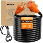 Nilight 30 Amp 25FT Generator Extension Cord 125/250V 7500 Watt Heavy Duty 10 Gauge Pure Copper STW Wire ETL Listed 4 Prong L14-30P L14-30R Cable for Generator RV Camper Outdoor Use