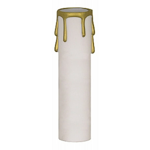 Satco Plastic Drip Candle Cover 1-3/16in Inside Diameter 1-1/4in Outside Diameter White Plastic with Gold Drip 2in