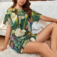 thumbnail image 4 of Balery Tropical Floral Jungle Conjunto de Pijama para Mujer con Estampado, Dos Piezas de Manga Corta y Shorts, Ropa de Dormir Suave con Cuello Redondo y Bolsillos-X-Large, 4 of 6