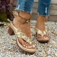 thumbnail image 3 of Mepaouo Summer Heeled Sandals for Women 2025 Orthopedic Dressy Chunky Heels Wedge Dressy Thong Flip Flops, 3 of 8