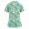 thumbnail image 2 of HAVUITYY Plus Size Printed Scrubs for Women, Colorful Easter Eggs Pattern V-Neck Nurse Tops, Lightweight Working Uniform Top with Pockets, Ideal Easter Wear and Gifts, 2 of 3