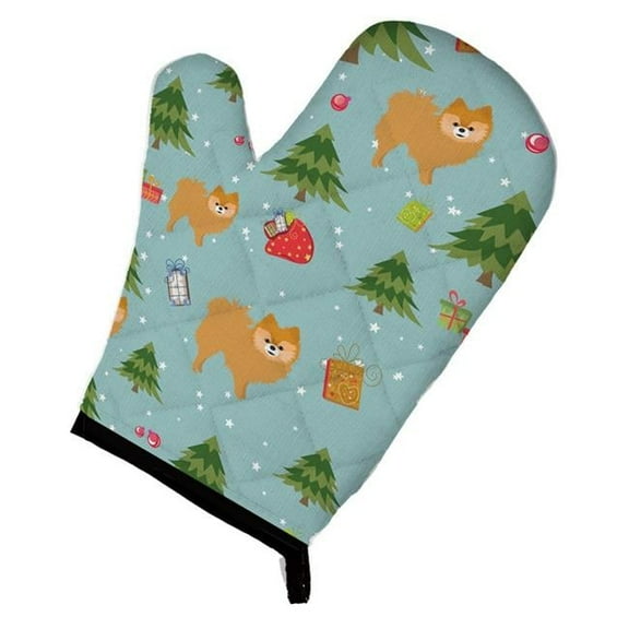 Carolines Treasures  Christmas Red Pomeranian Oven Mitt - Red