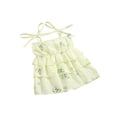thumbnail image 3 of Xingqing 4 Couleurs d'Été Bébé Filles Mignonne Robe Fleurs Imprimées sur l'Épaule Sans Manches A-Ligne Mini Robe, 3 of 7